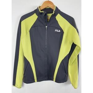 Fila Full Zip Athletic Track Jacket Gray Green Medium